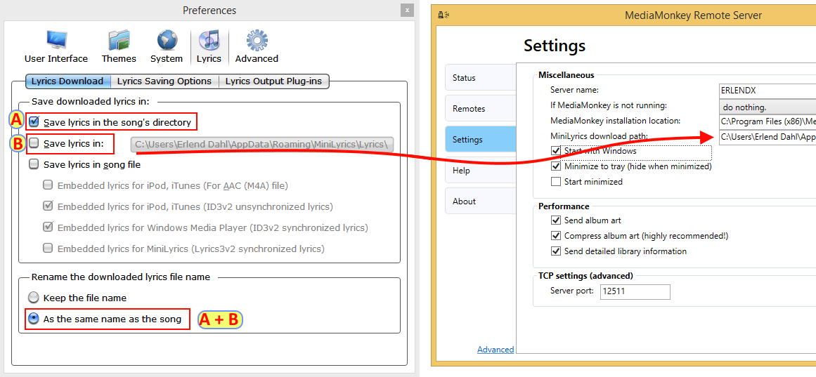 How to configure MiniLyrics
